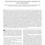 Knee Osteoarthritis MSC Mesenchymal Stem Cell Injections Improve Symptoms of Knee Osteoarthritis
