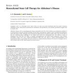 Mesenchymal Stem Cell Therapy for Alzheimer’s Disease Mesenchymal Stem Cell Therapy for Alzheimer’s Disease