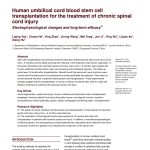 NRR-8-397 Human umbilical cord blood stem cell transplantation for the treatment of chronic spinal cord injury