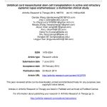 Umbilical cord msc transplantation in lupus Umbilical cord mesenchymal stem cell transplantation in active and refractory systemic lupus erythematosus: a multicenter clinical study